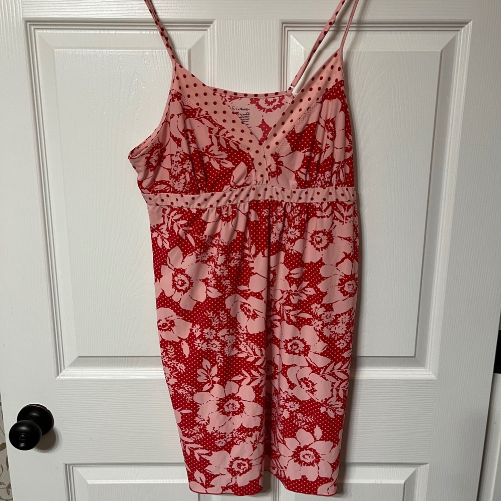 Secret Treasures‎ L Pink Red Floral Dot Print Cami Nightgown Sleepwear